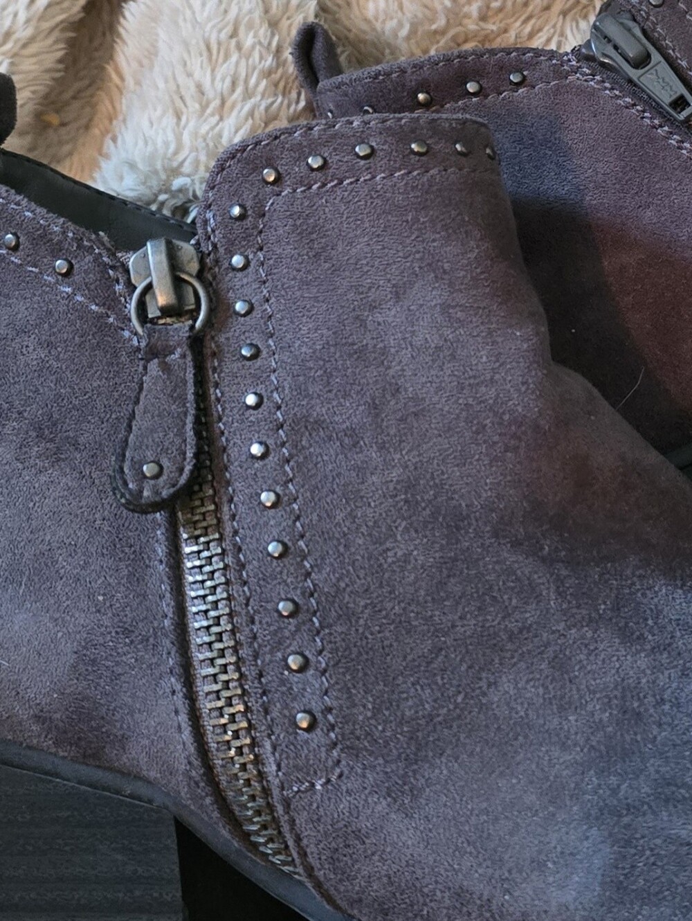 SOUL Naturalizer Gray Suede Studded Ankle Booties